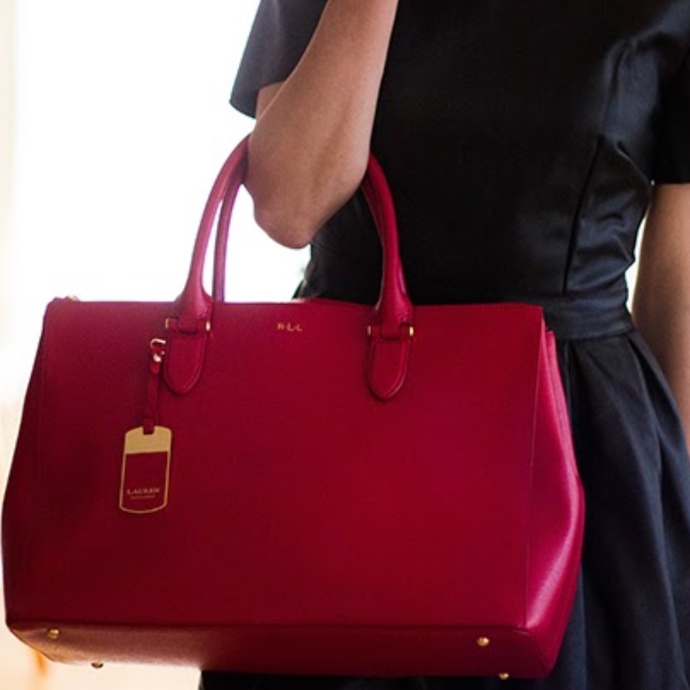 Lauren Ralph Lauren Newbury Satchel in Red Saffiano - Picture 2 of 2